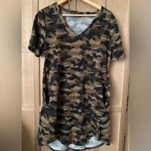 Amaryllis Muted Camo Pocket Curved-Hem Shift